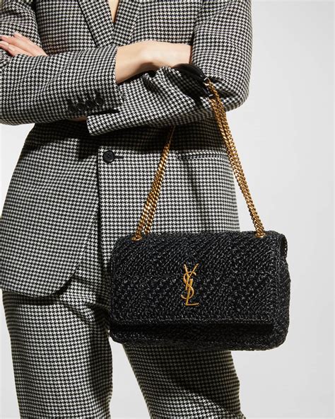 Saint Laurent Jamie Medium Ysl Crochet Raffia Shoulder Bag Neiman Marcus