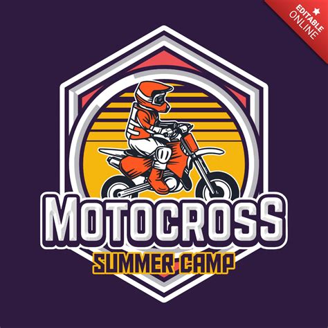 Modèle de logo pour camp d été de motocross coloré Modèle de design