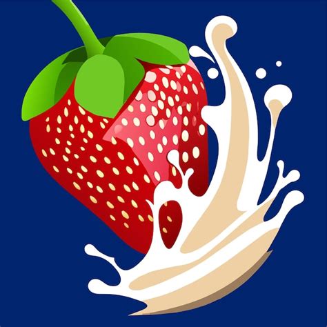 Fresas Maduras Realistas En Leche Salpicada Vector Premium