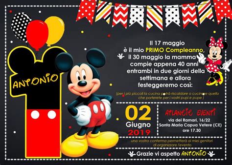 Invito Topolino Invito Di Topolino Compleanno Di Topolino Primo