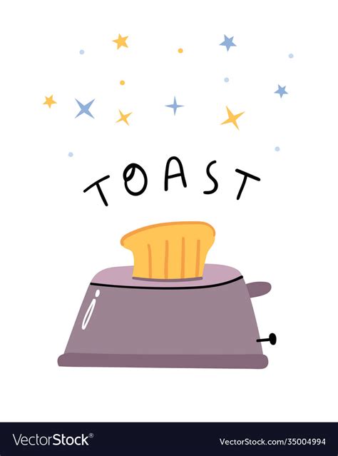 Tos Jumps Out Toaster Simple Royalty Free Vector Image