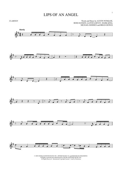 Hinder - Lips Of An Angel sheet music