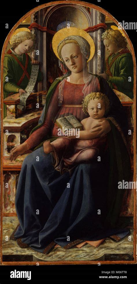 Madonna And Child Enthroned And Two Angels Hi Res Stock Photography And