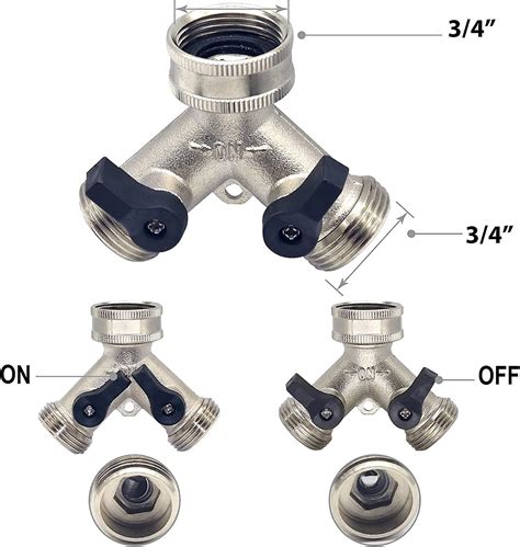 Way Garden Hose Splitter Way Tap Connector With Individual On Off