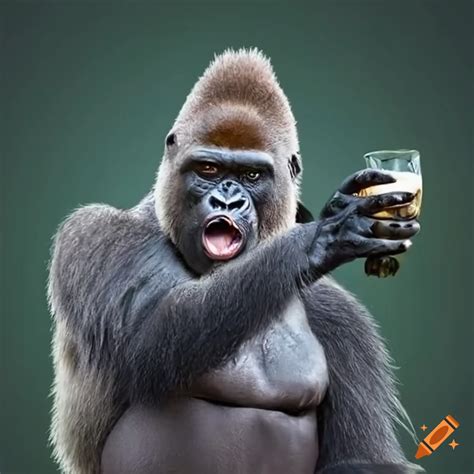 Gorilla Wearing Leather Armor Drinking Beer On Craiyon