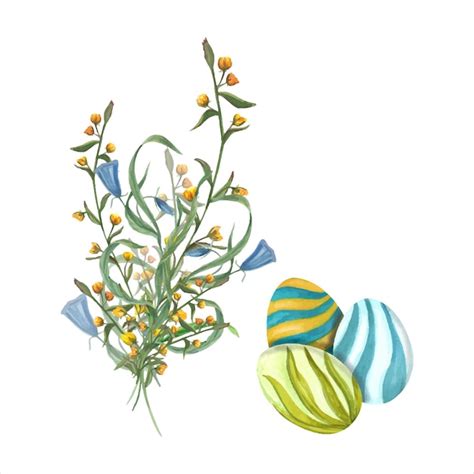 Premium Vector Set Of Watercolor Easter Eggs With Flowers Hand Drawn