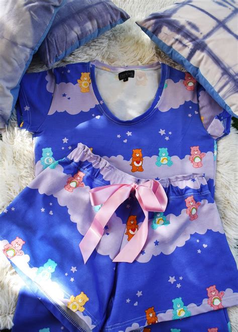 Cute Women Pajama Blue Bear Pajama Set Lingerie Set Pajama Short Set