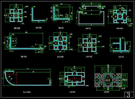 铝型材全部图形汇总cad图形