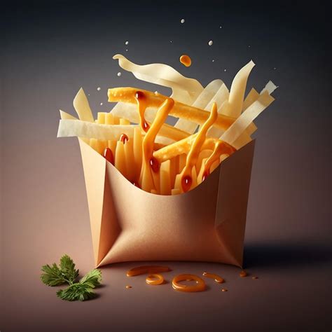 Premium Ai Image French Fries Topped With Melted Cheese Ai