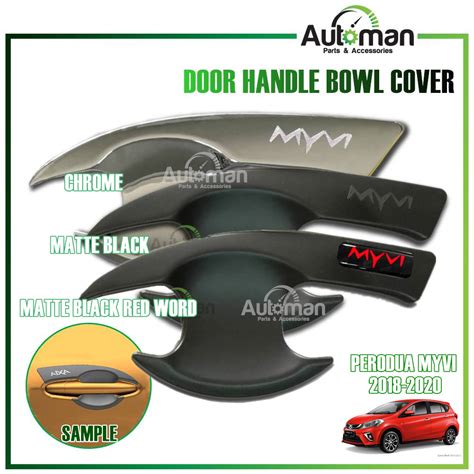 Perodua Myvi 2018 2022 Chrome Matte Black Door Handle Inner Bowl