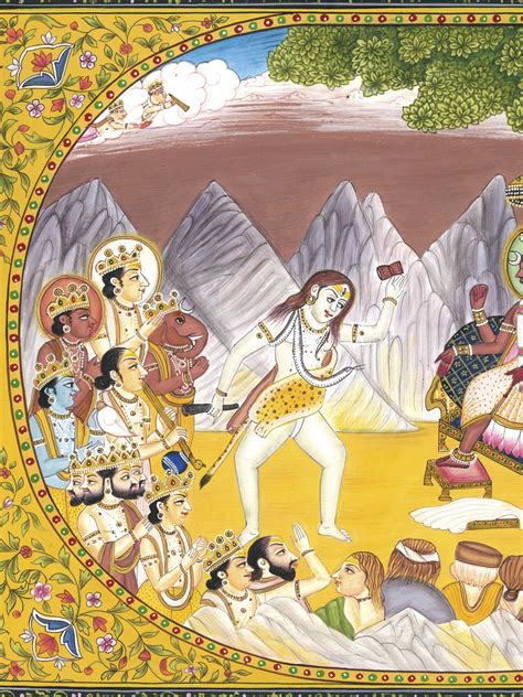 Lord Shiva Dancing For Parvati Watercolor On Handmade Hard Paper