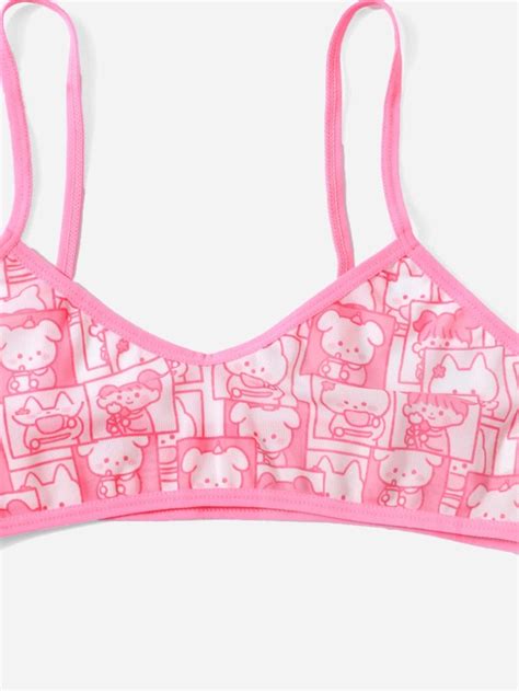 Kawaii Cartoon Print Ringer Lingerie Set SHEIN UK