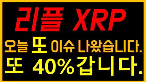 리플 전망 26일 리플이슈 또 나왔습니다 40 더 갑니다 Youtube