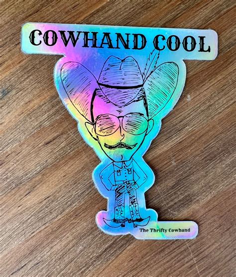 Cowhand Cool Cartoon Vinyl Sticker The Thrifty Cowhand