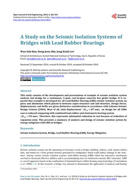 (PDF) A Study on the Seismic Isolation Systems of Bridges with Lead ...