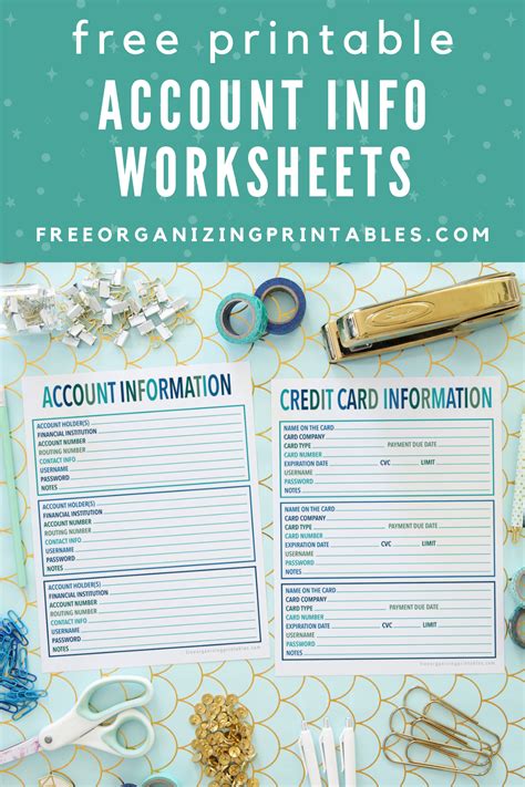 Account Information Sheet Printables Free Organizing Printables