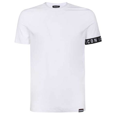 Dsquared2 Icon Tape Logo Basic White T Shirt Clothing From N22