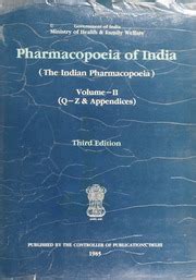 Pharmacopoeia Of India The Indian Pharmacopoeia Vol II Q Z