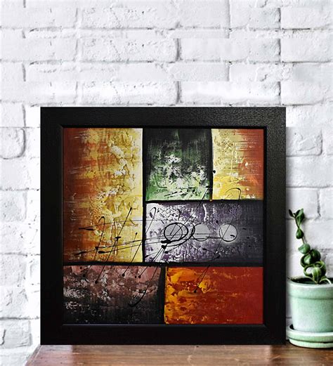 Buy Multicolour Abstract Theme Framed Original Handmade Painting On