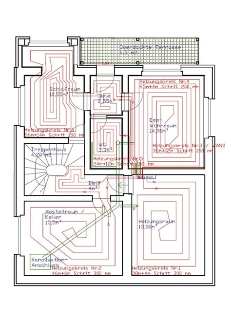 Skizze Eines Verlegeplans Einer Fu Bodenheizung Grafik Energie