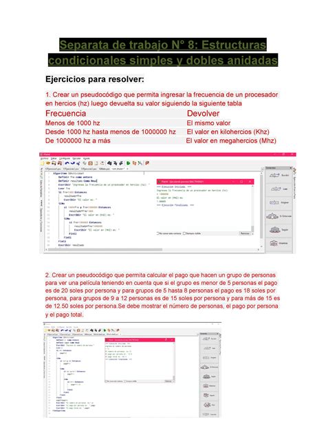 Tarea Semana 8 Algoritmos Separata De Trabajo N 8 Estructuras