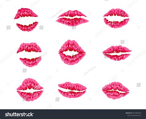 Set Lips Marks Vector Illustration Stock Vector Royalty Free