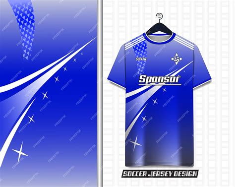 Premium Vector | Blue jersey mockup design template