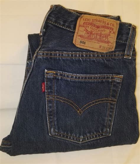 Levis 501 Mens Stone Wash Blue Jeans Denim Tapered Leg Button Fly Size