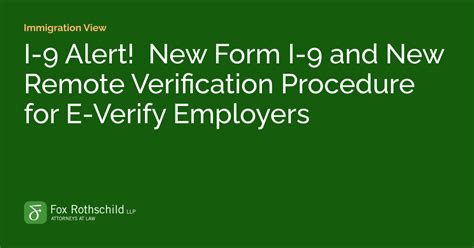 I Alert New Form I And New Remote Verification Procedure For E