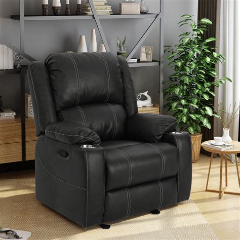 Sophia Traditional Leather Recliner with Steel Cup Holders – GDFStudio