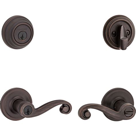 Kwikset Lido Venetian Bronze Single Cylinder Deadbolt Exterior Keyed Entry Door Handle With