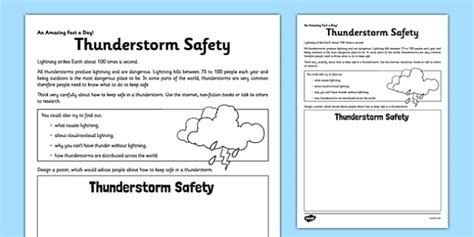 Thunderstorm Safety Worksheet / Worksheet (Teacher-Made)