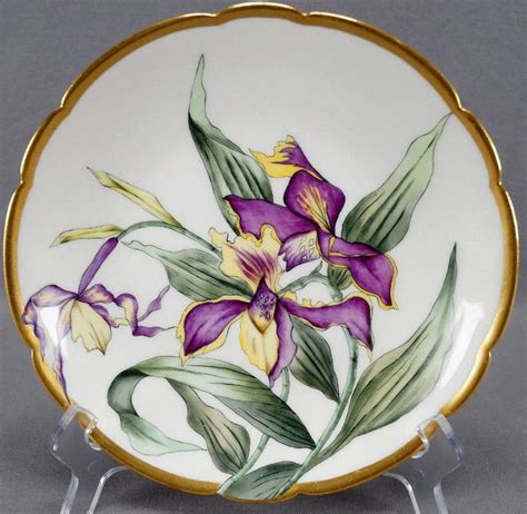 Haviland Limoges Hand Painted Signed Lgc Purple Yellow Lilies Plate