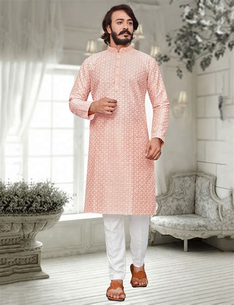 Mens Lucknowi Chikan Work Kurta Pajama IndiFeels Australia