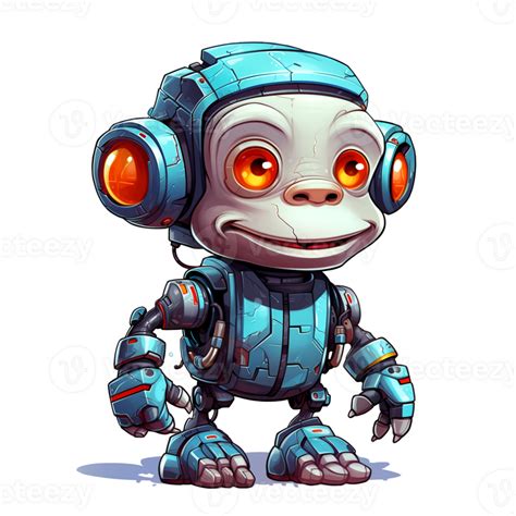 Cartoon Monkey Robots T Shirt Sticker Funny Cyborg Ai Generated