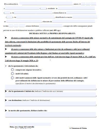 Autocertificazione Il Modulo Per Gli Spostamenti Ilmetropolitano It