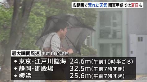 東京・江戸川臨海で最大瞬間風速246mを観測 広い範囲で強風の影響 2023年11月7日掲載 ライブドアニュース