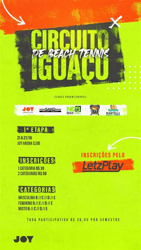 Informações do Torneio CIRCUITO IGUAÇU FOZ 1ª ETAPA JOY ARENA CLUB