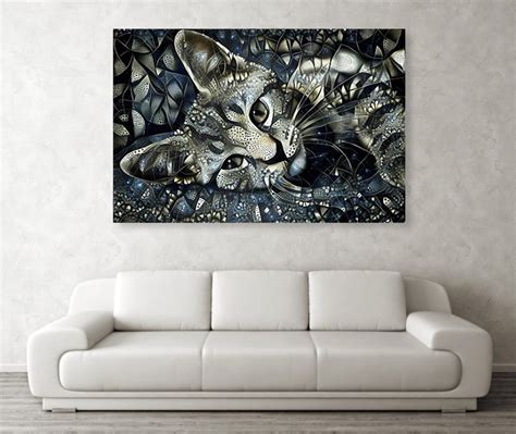 Cat Canvas Art Cat Wall Art Kitten Wall Art Tabby Cat Wall Etsy