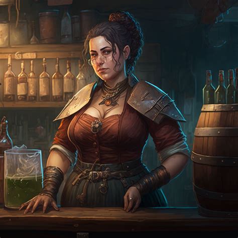 Vevyre Barleywhistle Character Portraits Female Bartender Dungeons