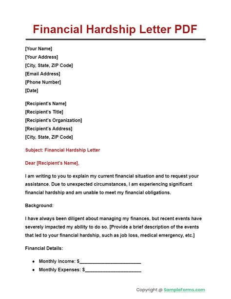 Free Financial Hardship Letter Samples Pdf Ms Word Google Docs