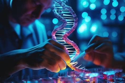 Premium Ai Image Skilled Hands Modify Dna Strands With Advanced Tools