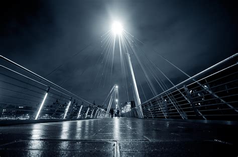 Wallpaper Bridge Blue London Lines Thames Reflections Moody