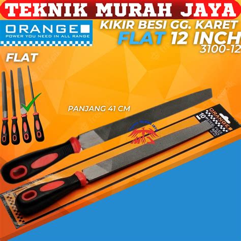 Jual ORANGE 3100 12 Kikir Besi Flat 12 Gagang Karet Pointed File 12