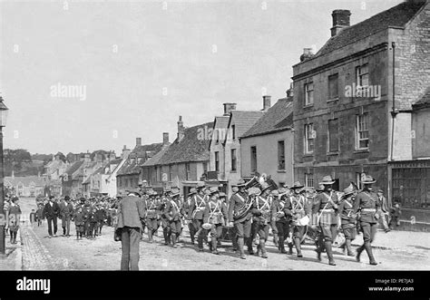 Army Marching Along High Street Burford Oxfordshire England In 1899