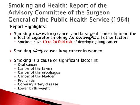 Ppt Years Of Tobacco Control A Look At The Surgeon General