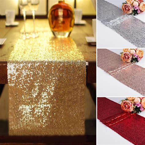 Luxury Rose Gold Sequin Table Runners For Wedding Party Home Decoration Elegant Table Runner