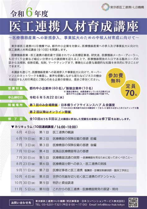 令和6年度 医工連携人材育成講座 開催実績 東京都医工連携hub機構