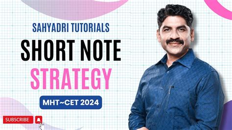 Short Note Strategy Mht Cet Sahyadri Tutorials Youtube