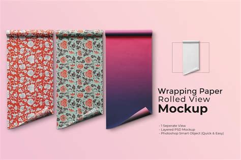 Premium PSD Top View Wrapping Paper Roll Mockup